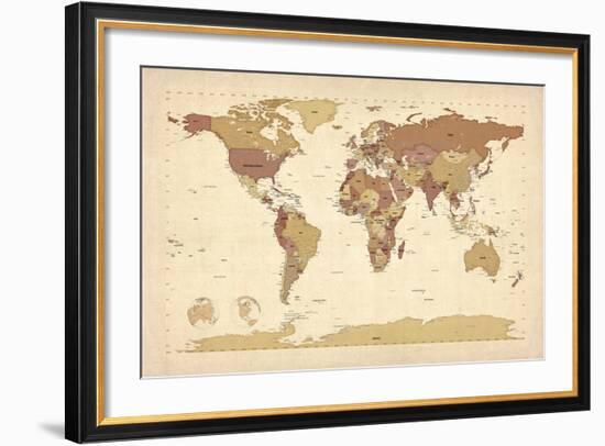 Political Map of the World Map-Michael Tompsett-Framed Art Print