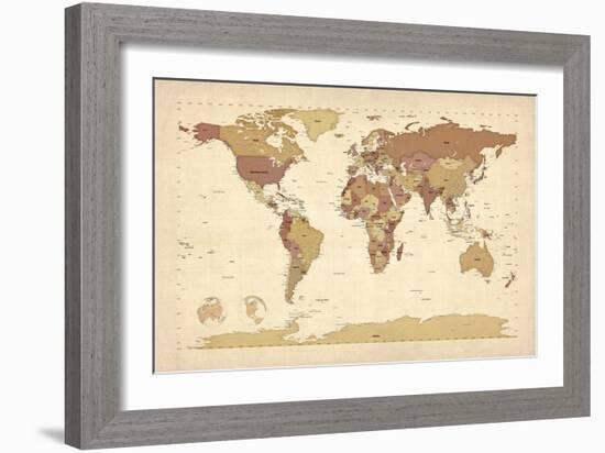 Political Map of the World Map-Michael Tompsett-Framed Art Print