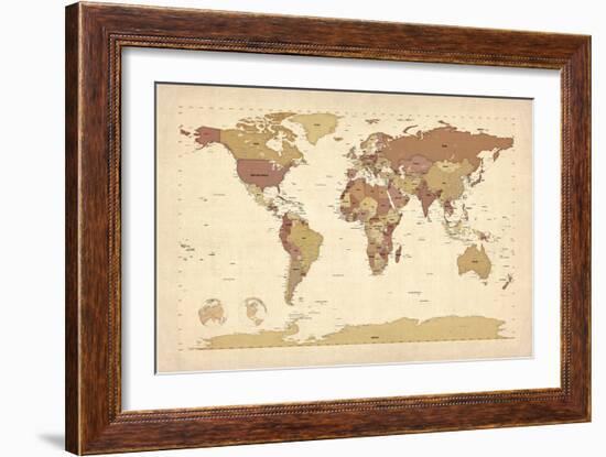 Political Map of the World Map-Michael Tompsett-Framed Art Print