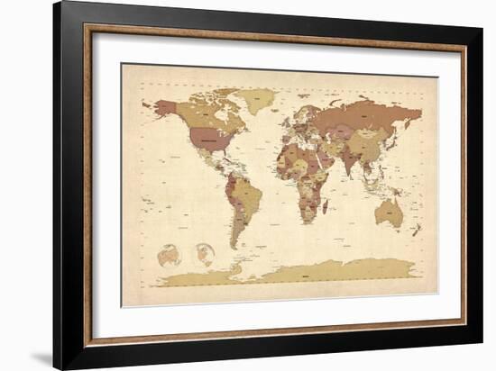 Political Map of the World Map-Michael Tompsett-Framed Art Print