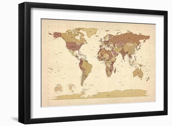 Political Map of the World Map-Michael Tompsett-Framed Art Print