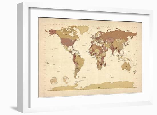 Political Map of the World Map-Michael Tompsett-Framed Art Print