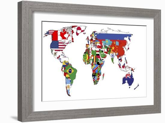 Political Map of World-michal812-Framed Art Print