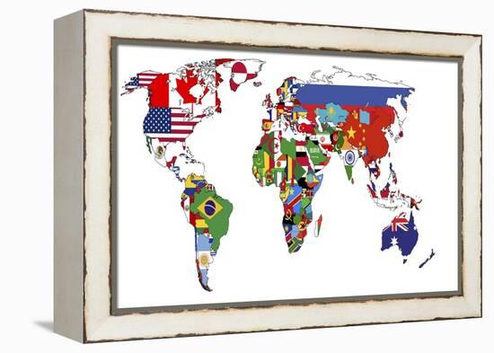 Political Map of World-michal812-Framed Stretched Canvas