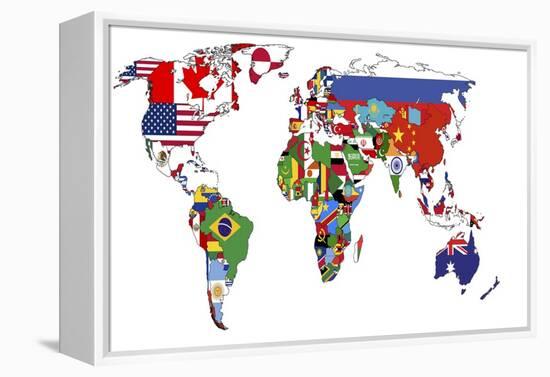 Political Map of World-michal812-Framed Stretched Canvas
