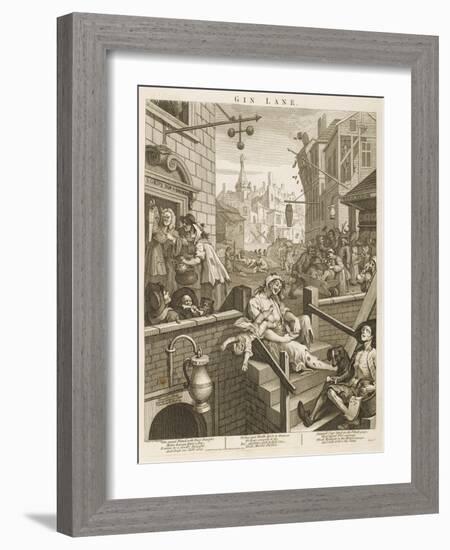 Political Prints Supporting a Ministerial Measure Against the Unlimited Sale of Gin-William Hogarth-Framed Art Print