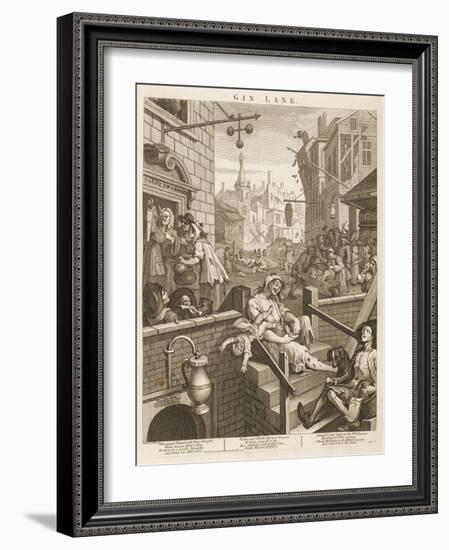 Political Prints Supporting a Ministerial Measure Against the Unlimited Sale of Gin-William Hogarth-Framed Art Print