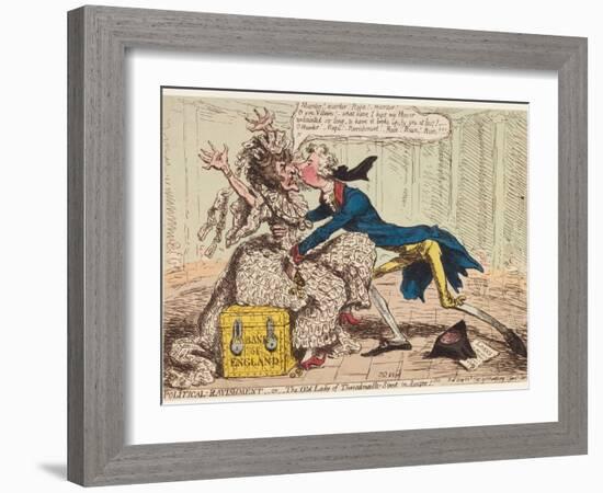 Political Ravishment, or the Old Lady of Threadneedle Street in Danger!, 1797-James Gillray-Framed Giclee Print