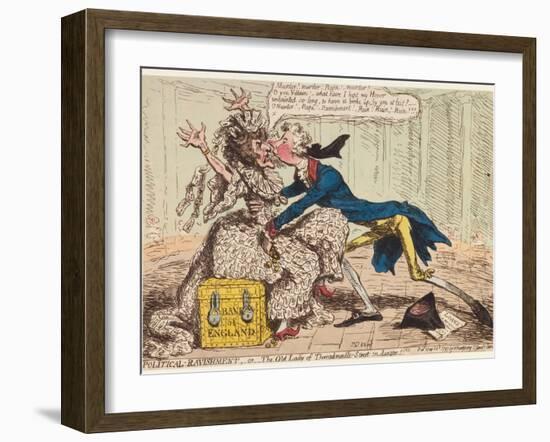 Political Ravishment, or the Old Lady of Threadneedle Street in Danger!, 1797-James Gillray-Framed Giclee Print