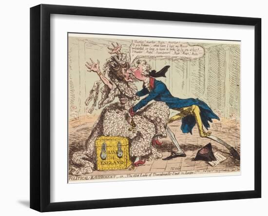 Political Ravishment, or the Old Lady of Threadneedle Street in Danger!, 1797-James Gillray-Framed Giclee Print