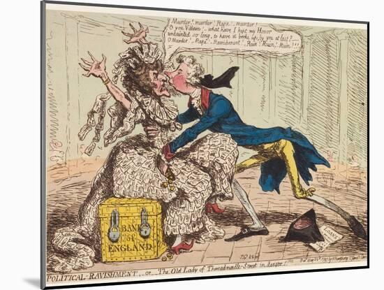 Political Ravishment, or the Old Lady of Threadneedle Street in Danger!, 1797-James Gillray-Mounted Giclee Print