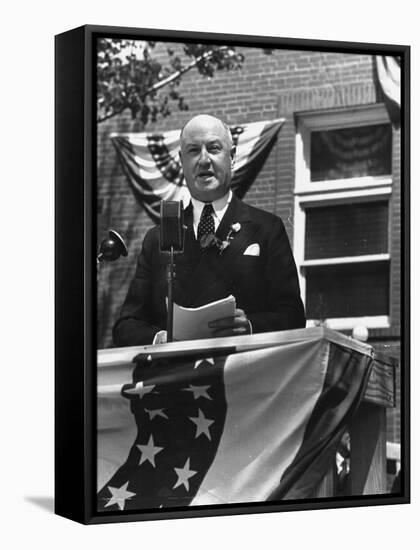 Politician James A. Farley Making a Speech During His Trip-Thomas D^ Mcavoy-Framed Premier Image Canvas