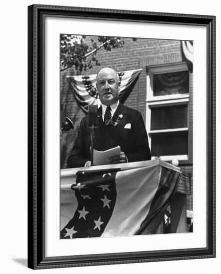 Politician James A. Farley Making a Speech During His Trip-Thomas D^ Mcavoy-Framed Premium Photographic Print