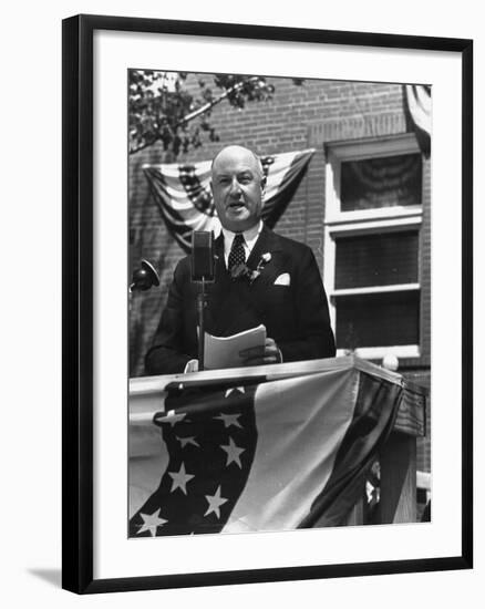 Politician James A. Farley Making a Speech During His Trip-Thomas D^ Mcavoy-Framed Premium Photographic Print