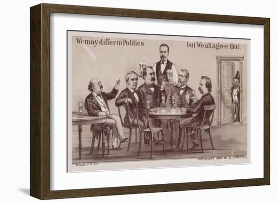 Politicians Enjoying Drinks around the Table-American School-Framed Giclee Print