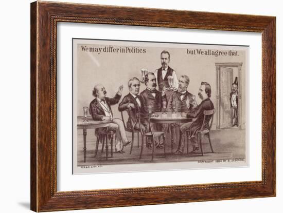 Politicians Enjoying Drinks around the Table-American School-Framed Giclee Print