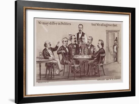 Politicians Enjoying Drinks around the Table-American School-Framed Giclee Print