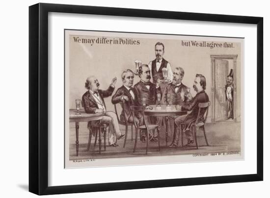 Politicians Enjoying Drinks around the Table-American School-Framed Giclee Print