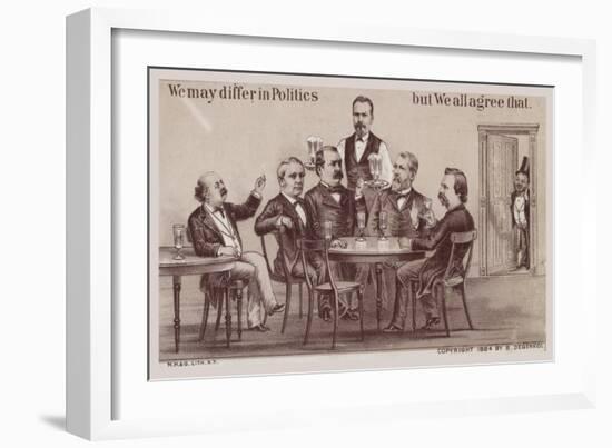 Politicians Enjoying Drinks around the Table-American School-Framed Giclee Print