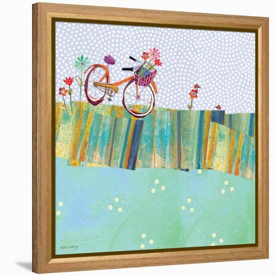 Polka Dot Delight - Tangerine Bicycle-Robbin Rawlings-Framed Stretched Canvas