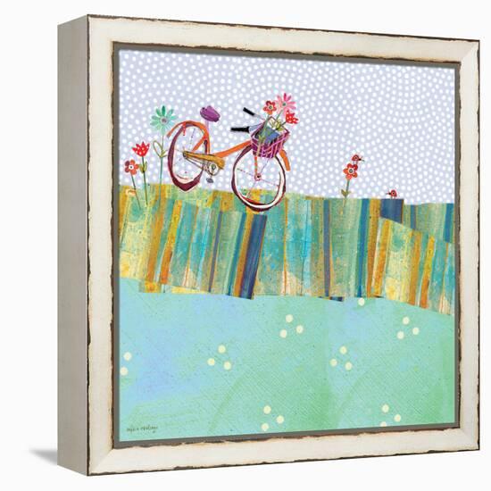 Polka Dot Delight - Tangerine Bicycle-Robbin Rawlings-Framed Stretched Canvas