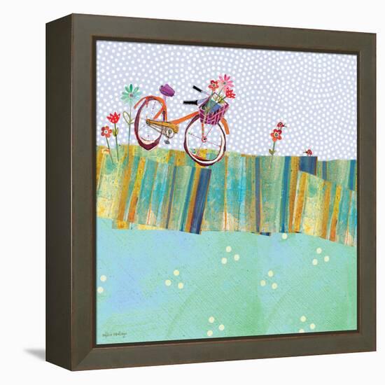 Polka Dot Delight - Tangerine Bicycle-Robbin Rawlings-Framed Stretched Canvas