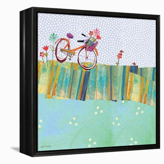 Polka Dot Delight - Tangerine Bicycle-Robbin Rawlings-Framed Stretched Canvas