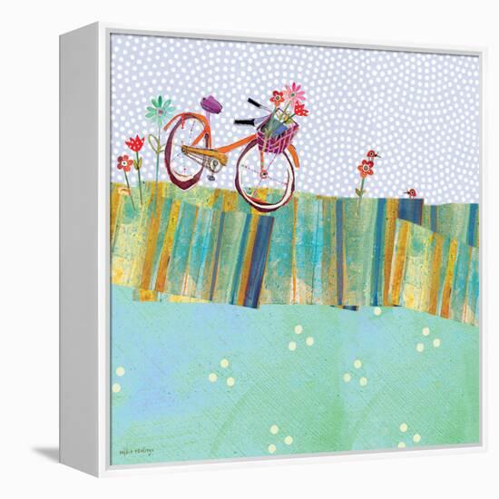 Polka Dot Delight - Tangerine Bicycle-Robbin Rawlings-Framed Stretched Canvas