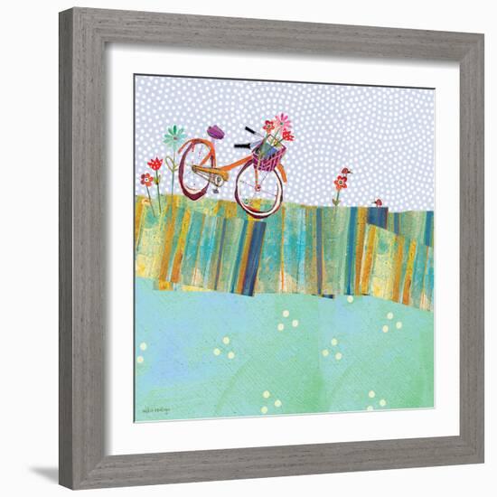 Polka Dot Delight - Tangerine Bicycle-Robbin Rawlings-Framed Art Print