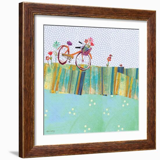 Polka Dot Delight - Tangerine Bicycle-Robbin Rawlings-Framed Art Print