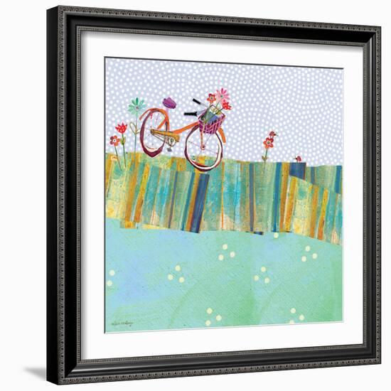 Polka Dot Delight - Tangerine Bicycle-Robbin Rawlings-Framed Art Print