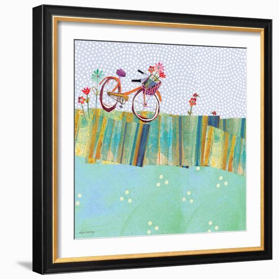 Polka Dot Delight - Tangerine Bicycle-Robbin Rawlings-Framed Art Print