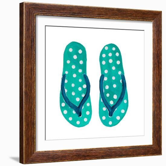 Polka Dot Flip Flops I-Julie DeRice-Framed Art Print