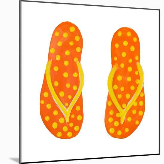 Polka Dot Flip Flops III-Julie DeRice-Mounted Art Print