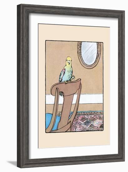 Polly Parrot on the Chair-Julia Dyar Hardy-Framed Art Print