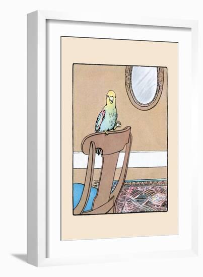 Polly Parrot on the Chair-Julia Dyar Hardy-Framed Art Print