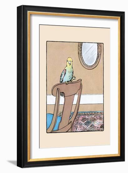 Polly Parrot on the Chair-Julia Dyar Hardy-Framed Art Print