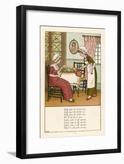 Polly Put the Kettle on We'll All Have Tea-Kate Greenaway-Framed Art Print