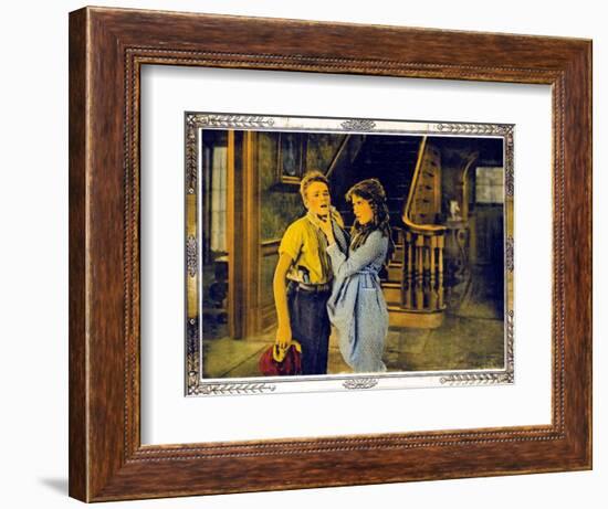 POLLYANNA, l-r: Howard Ralston, Mary Pickford on lobbycard, 1920.-null-Framed Art Print