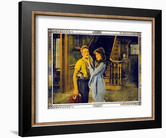 POLLYANNA, l-r: Howard Ralston, Mary Pickford on lobbycard, 1920.-null-Framed Art Print