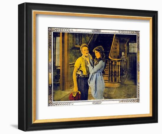 POLLYANNA, l-r: Howard Ralston, Mary Pickford on lobbycard, 1920.-null-Framed Art Print