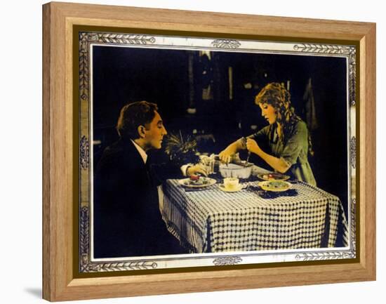 POLLYANNA, right: Mary Pickford on lobbycard, 1920.-null-Framed Stretched Canvas