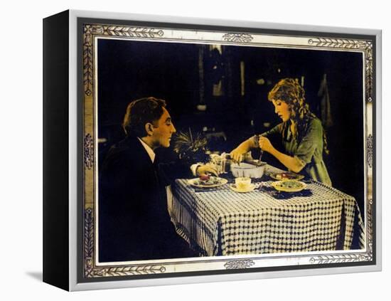 POLLYANNA, right: Mary Pickford on lobbycard, 1920.-null-Framed Stretched Canvas