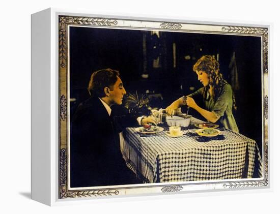 POLLYANNA, right: Mary Pickford on lobbycard, 1920.-null-Framed Stretched Canvas