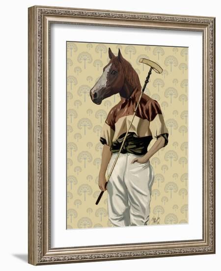 Polo Horse Portrait-Fab Funky-Framed Art Print