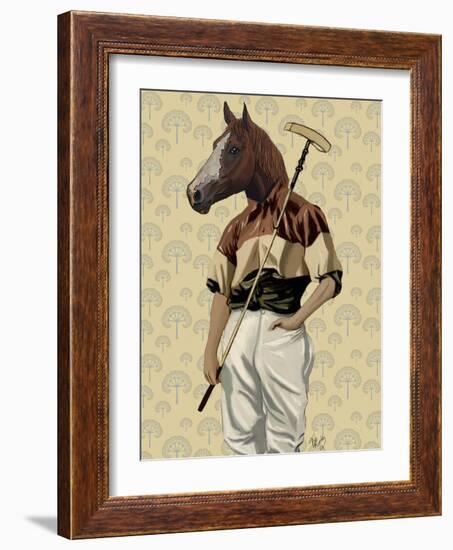 Polo Horse Portrait-Fab Funky-Framed Art Print