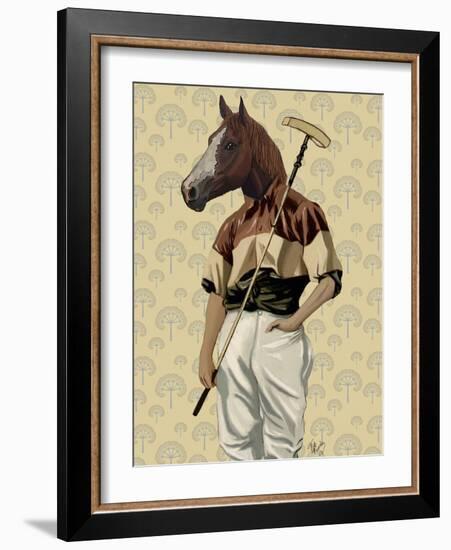 Polo Horse Portrait-Fab Funky-Framed Art Print