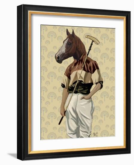 Polo Horse Portrait-Fab Funky-Framed Art Print