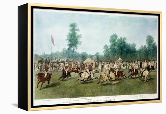Polo Match at Hurlingham Between the Horse Guards (Blue) and the Monmouthshire Team, 7th July 1877-George Earl-Framed Premier Image Canvas