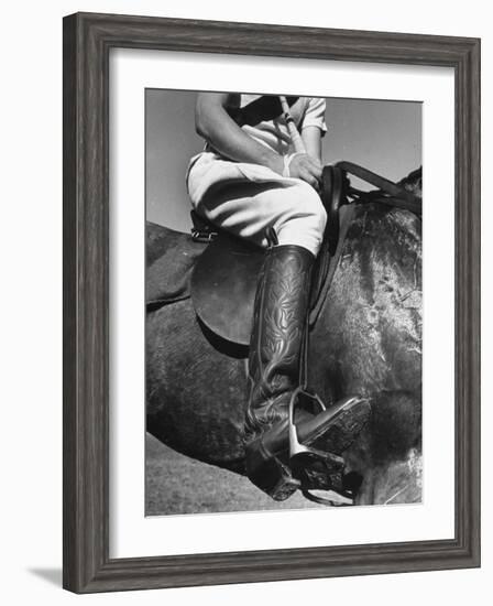 Polo Player Wearing Intricately Tooled Boots-Carl Mydans-Framed Photographic Print